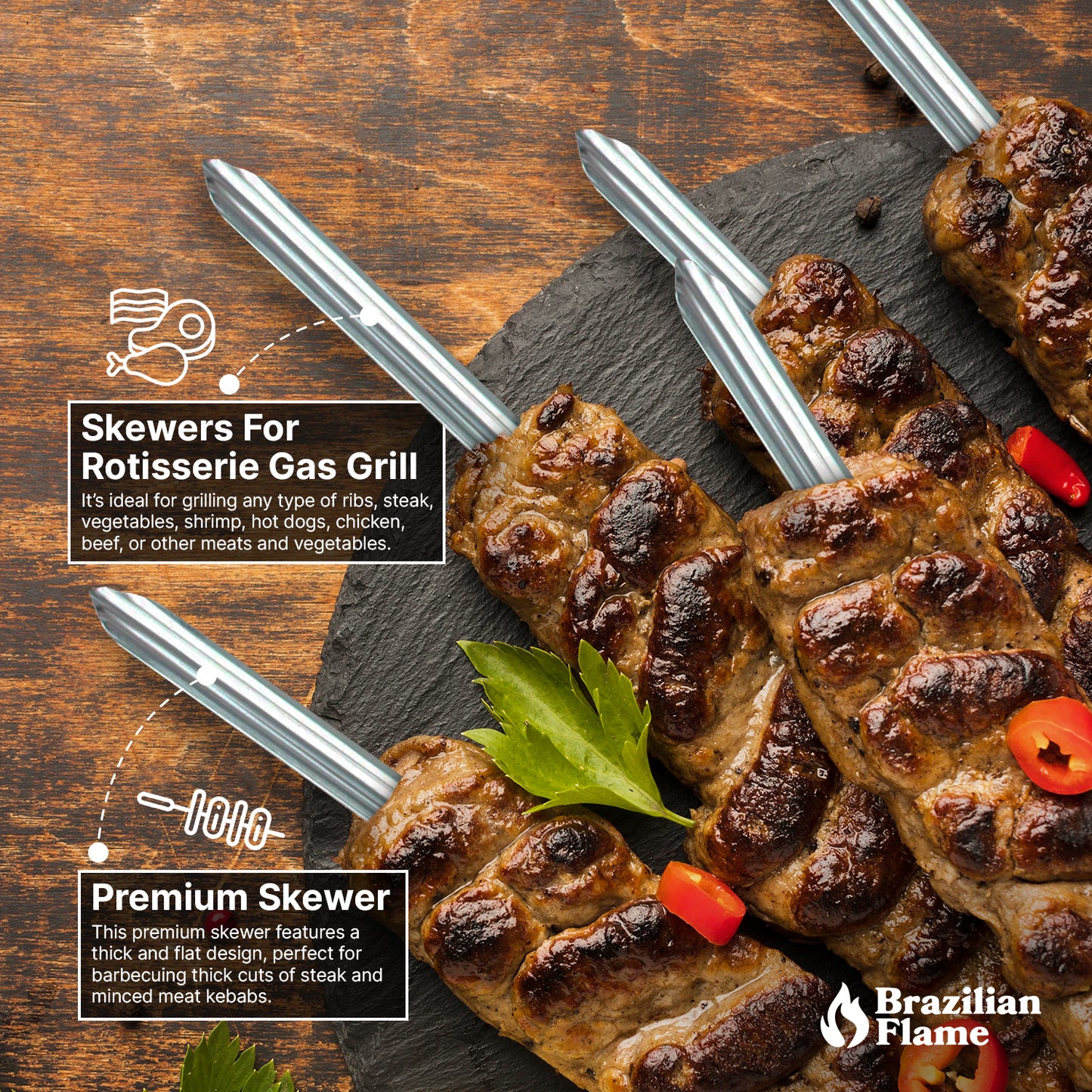 Brazilian Flame Barbecue Skewer - Single