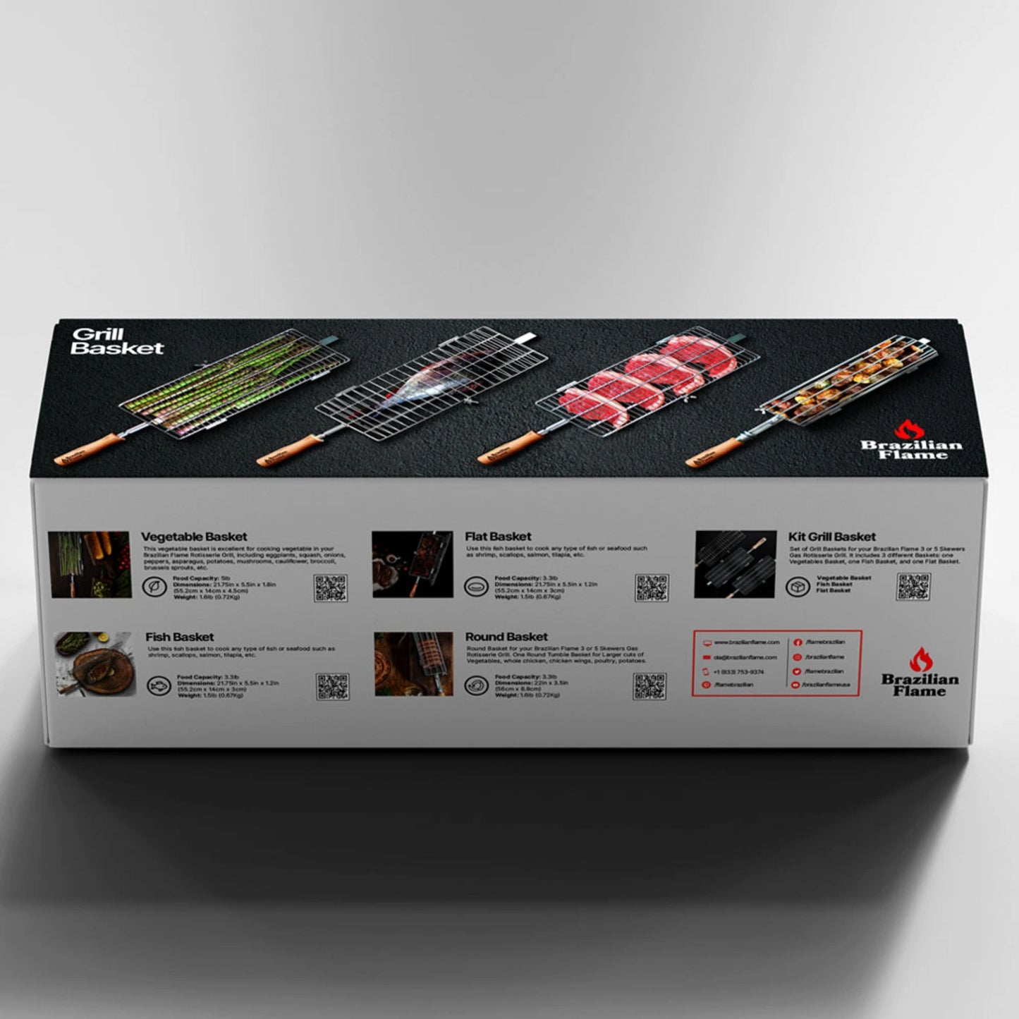 Brazilian Flame Rotisserie Grill Basket - Set