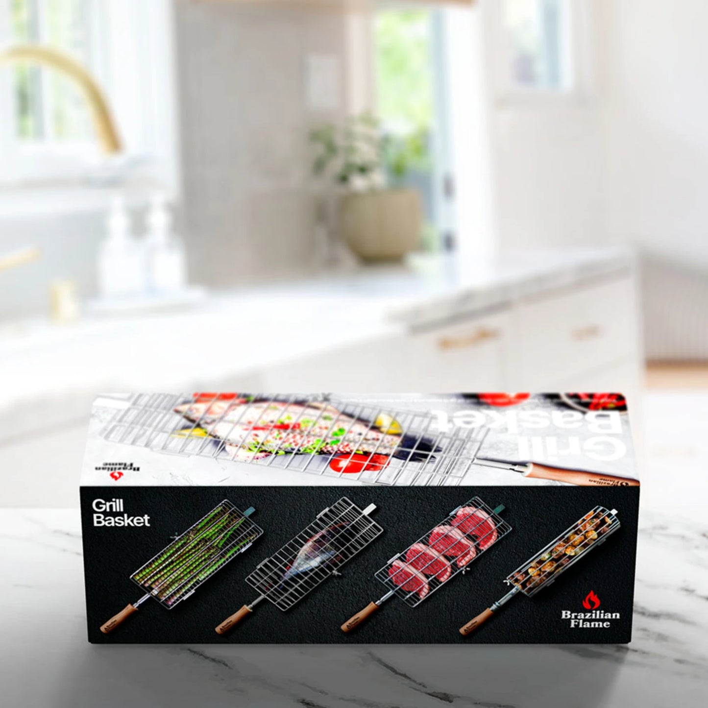 Brazilian Flame Rotisserie Grill Basket - Set