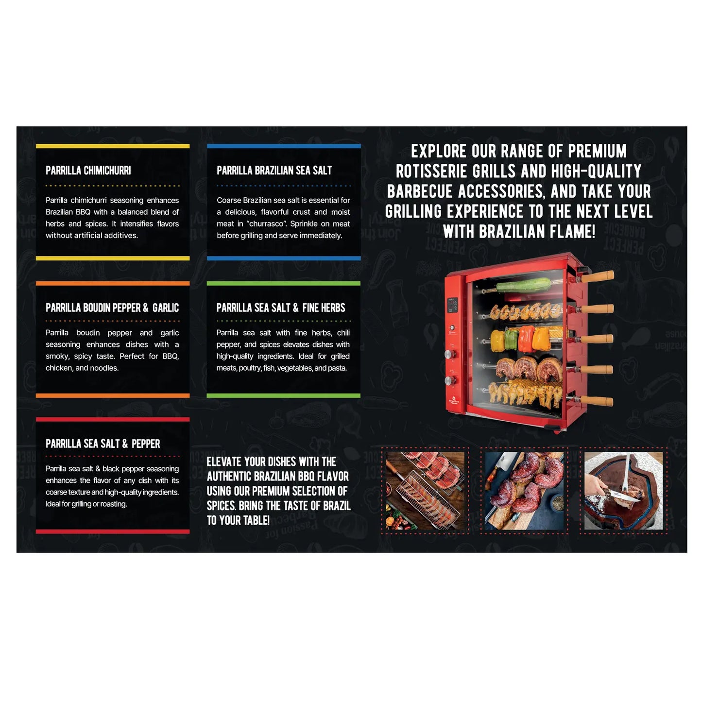 Brazilian Flame Parrilla Seasoning - Set of 5 Small Bottles