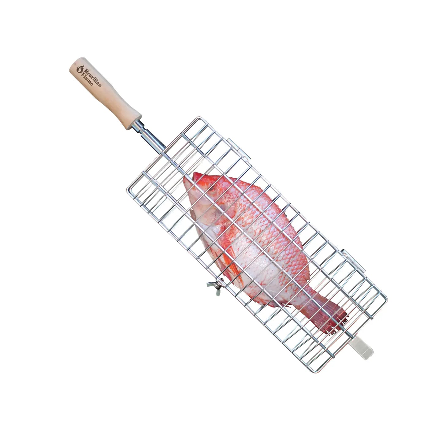 Brazilian Flame Flat Rotisserie Grill Basket - Fish