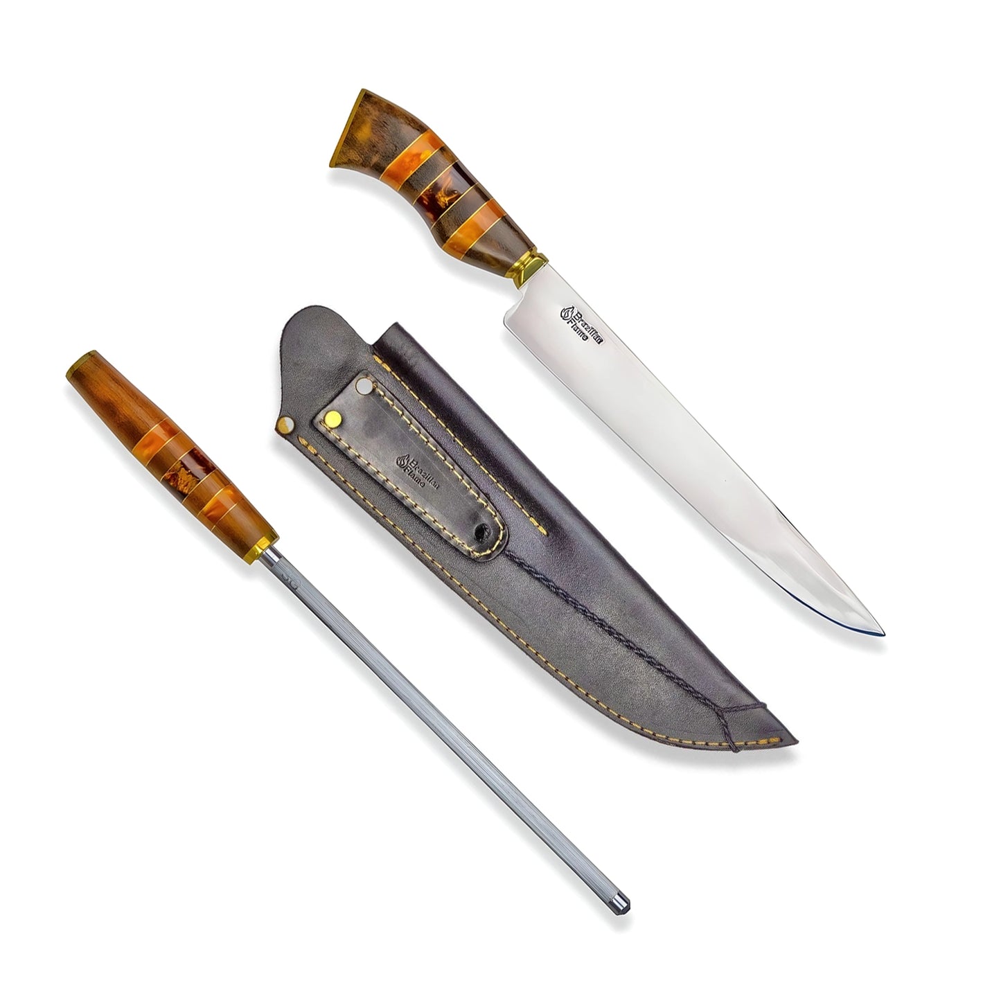 Brazilian Flame Chef's Knife - Ribs Set with Sharpener