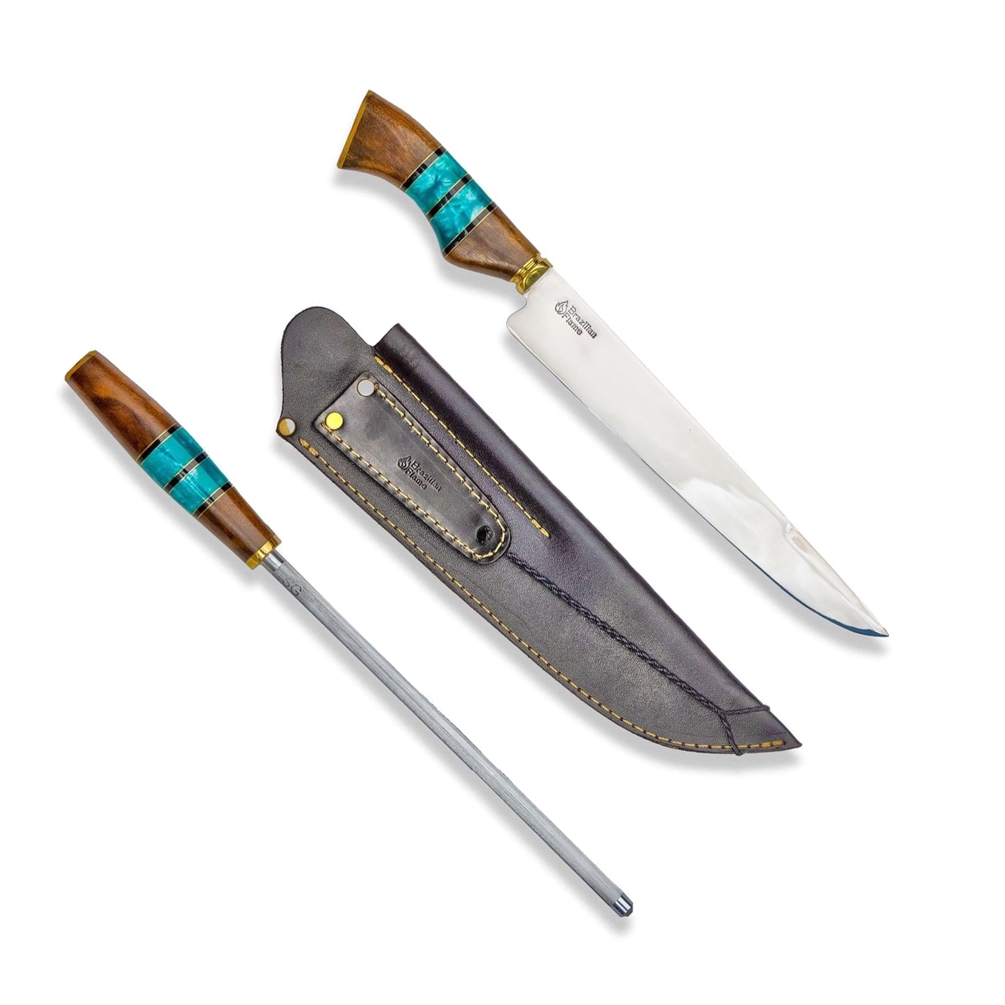 Brazilian Flame Chef's Knife - Ribs Set with Sharpener