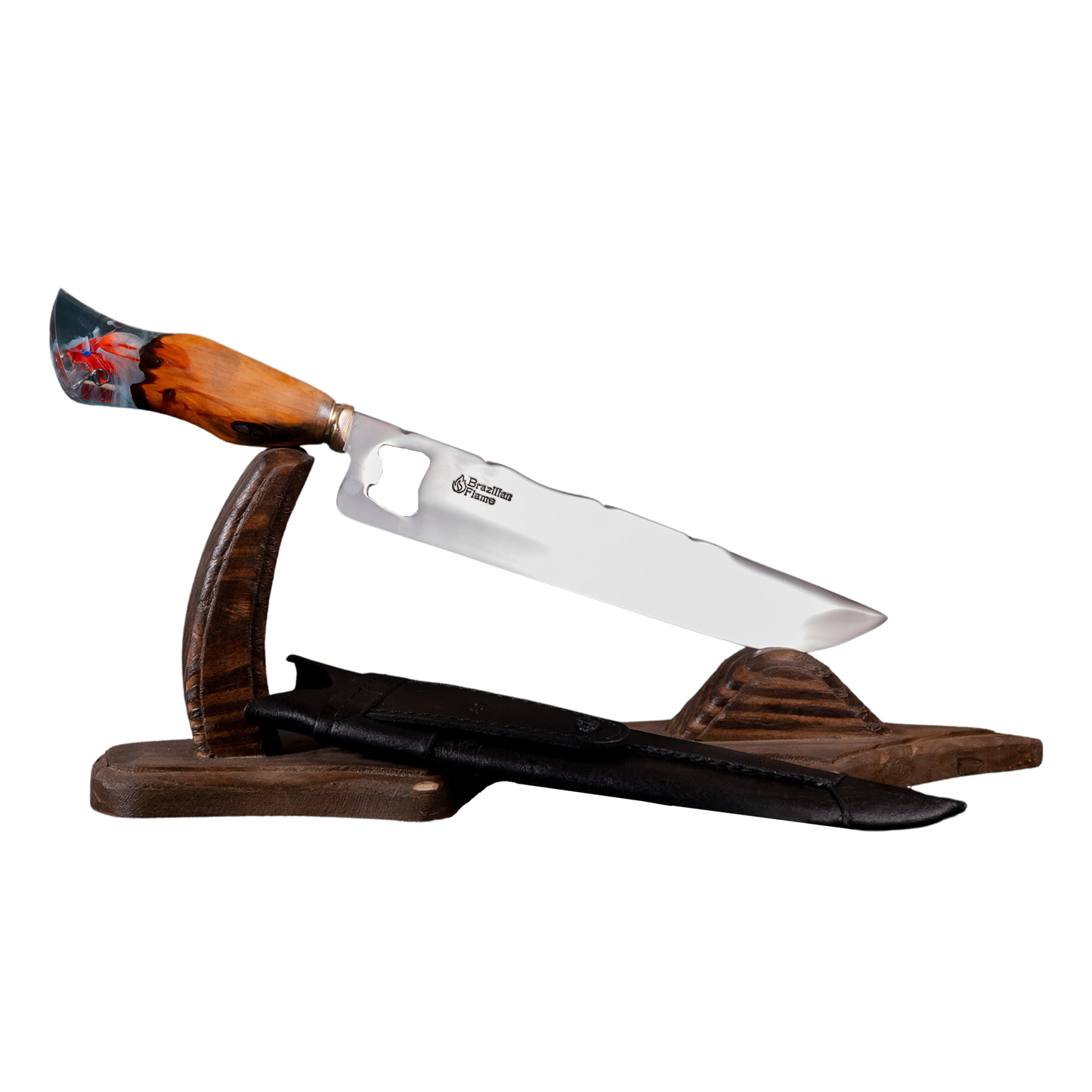 Brazilian Flame Chef's Knife - Bottle Opener Resin