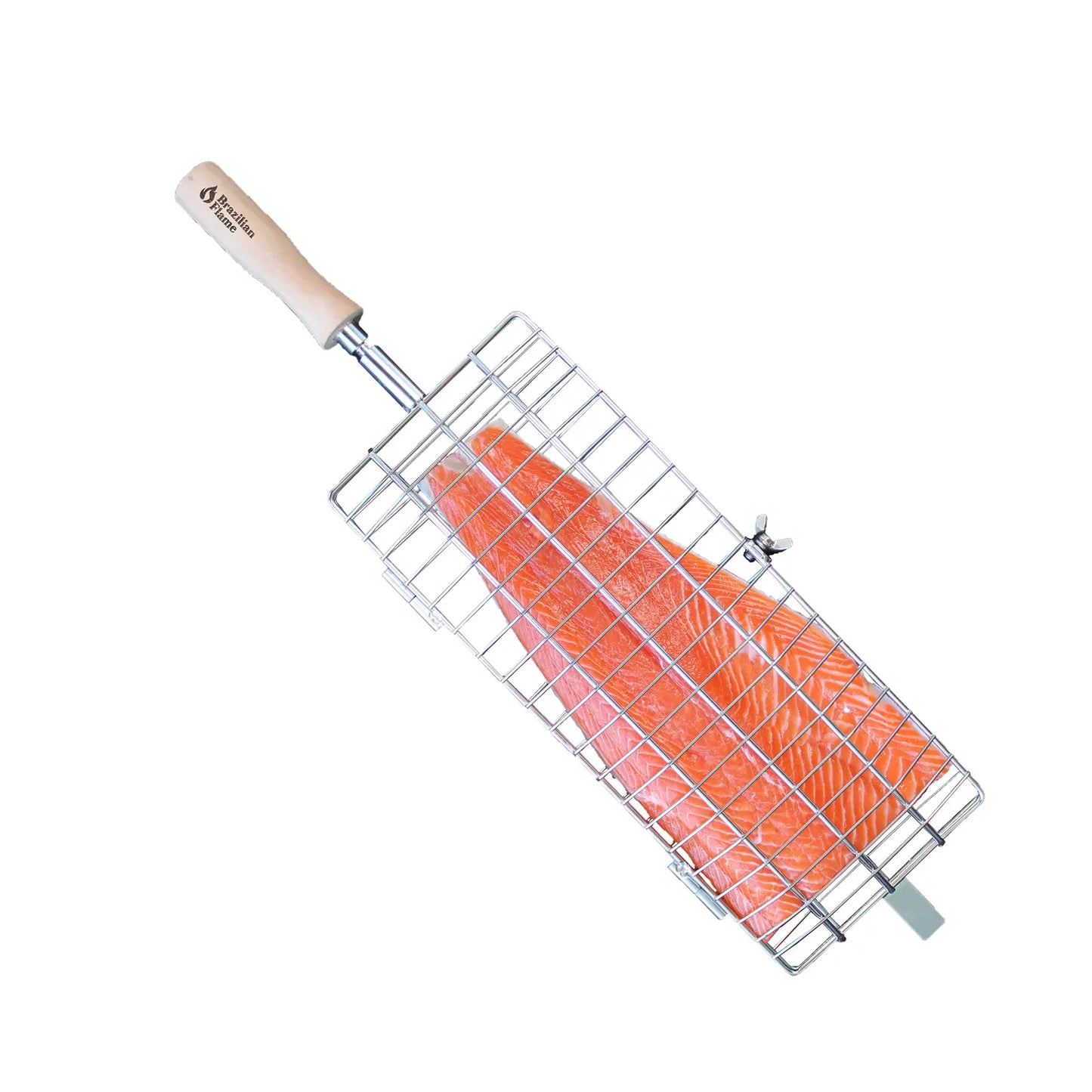 Brazilian Flame Flat Rotisserie Grill Basket - Fish