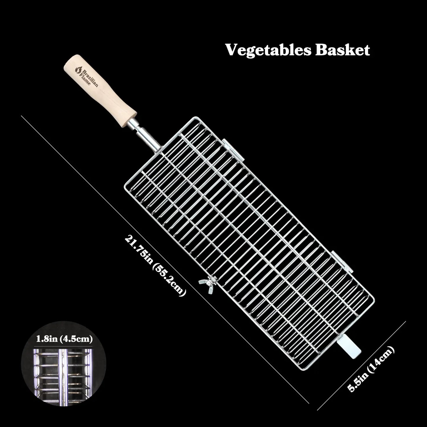 Brazilian Flame Flat Rotisserie Grill Basket - Vegetables