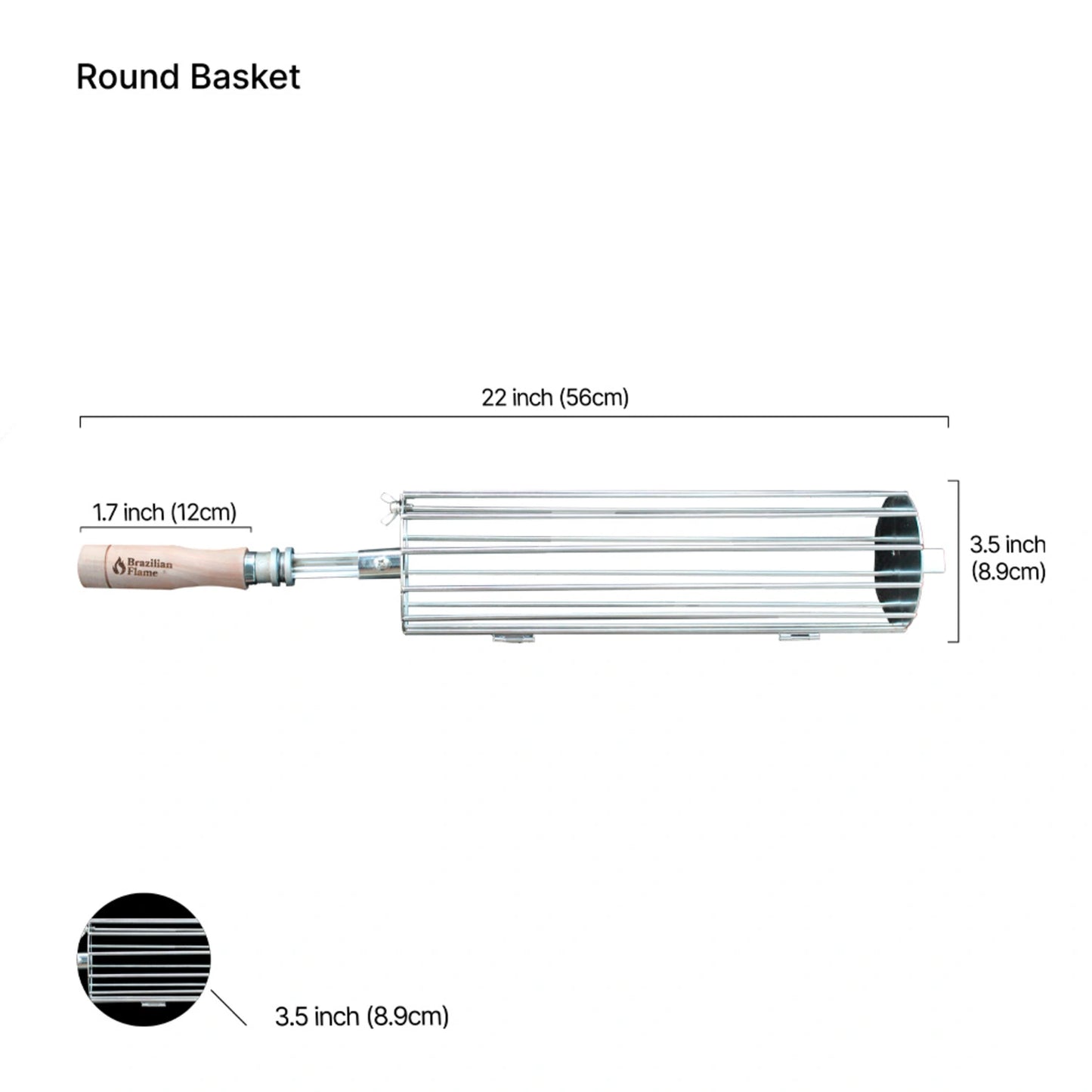 Brazilian Flame Round Rotisserie Grill Basket