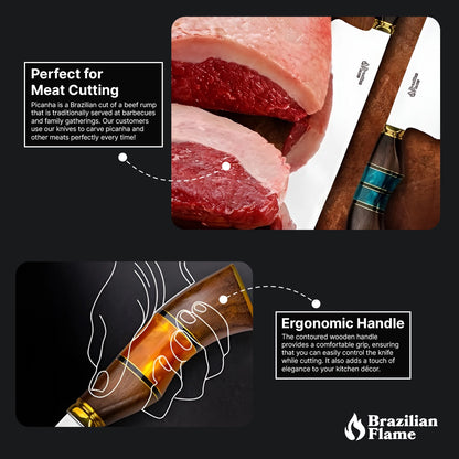 Brazilian Flame Chef's Knife - Picanha Set with Sharpener