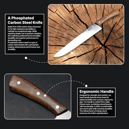 Brazilian Flame Chef Barbecue Full Tang 10” Full Tang STAINLESS STEEL Steakhouse Knife – 420c Blade, Imbuia Wood Handle, Handcrafted Knife for BBQ and Kitchen (Stainless Steel Fine Point)