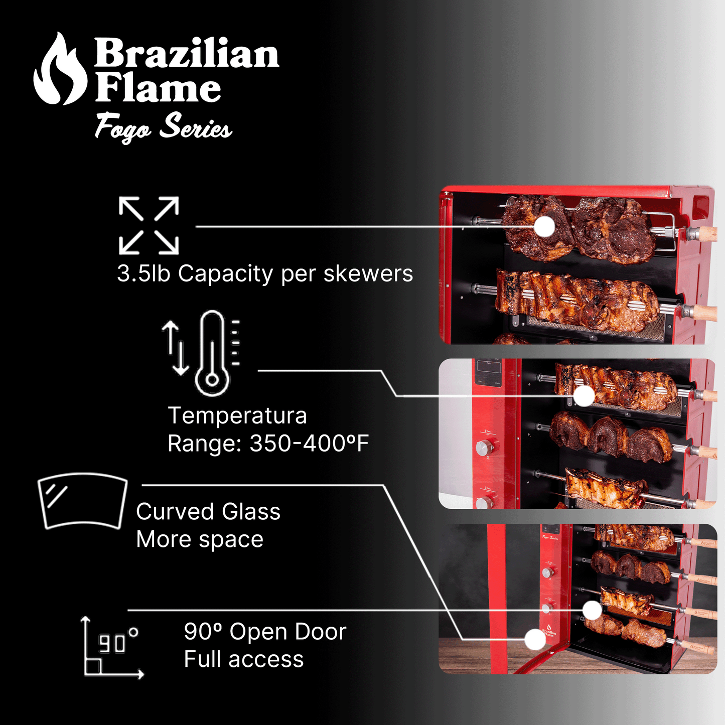 FOGO SERIES Rotisserie Gas Grill w/5-Skewers by Brazilian Flame®