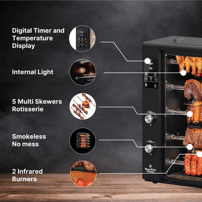 FOGO SERIES Rotisserie Gas Grill w/5-Skewers by Brazilian Flame®