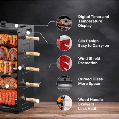 FOGO SERIES Rotisserie Gas Grill w/5-Skewers by Brazilian Flame®