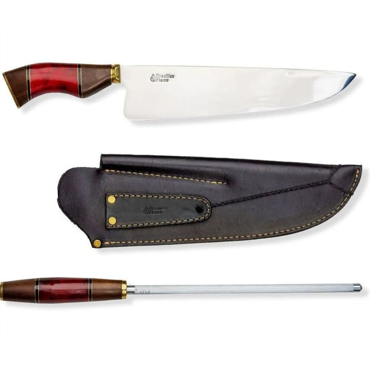 Brazilian Flame Chef Picanha Knife Set with Sharpener