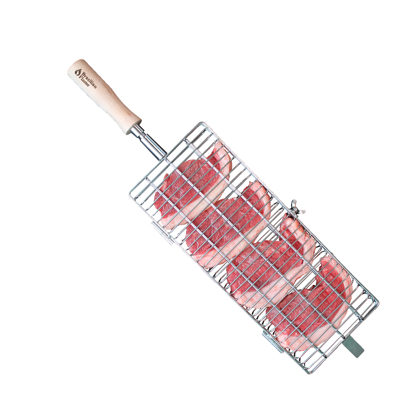 Brazilian Flame Flat Rotisserie Grill Basket - Beef & Poultry