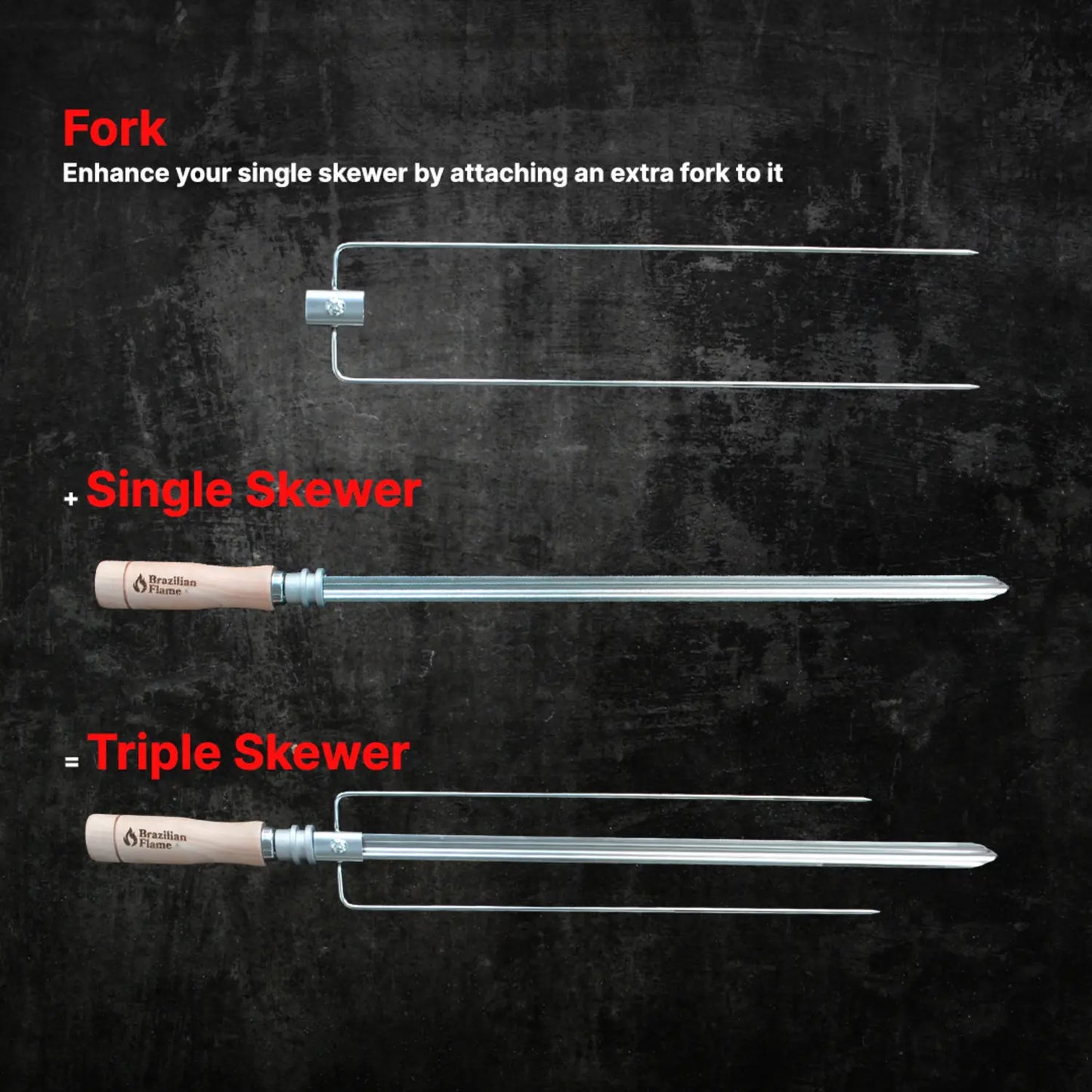 Brazilian Flame Fork for Single Skewer