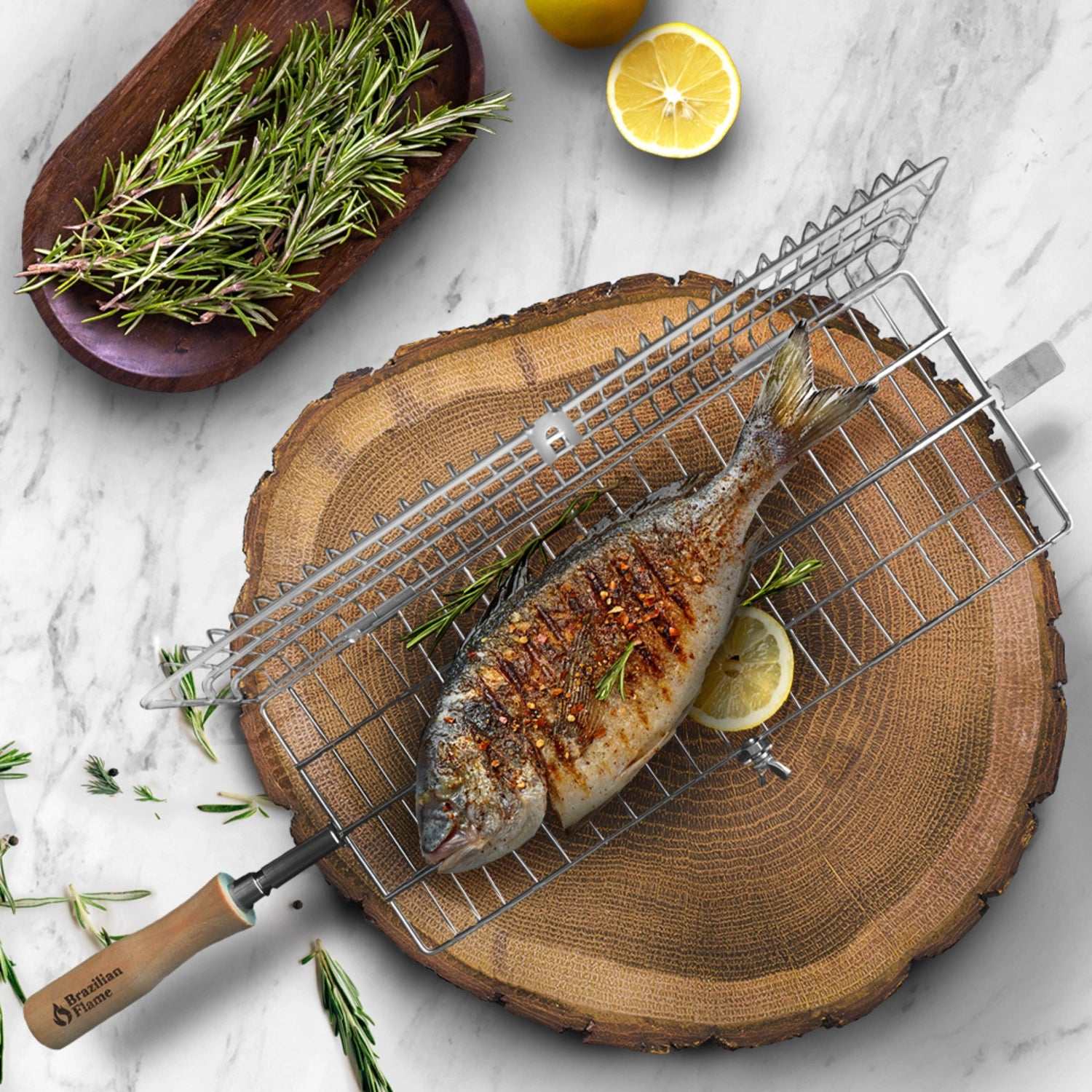 Brazilian Flame Rotisserie Grill Basket Set