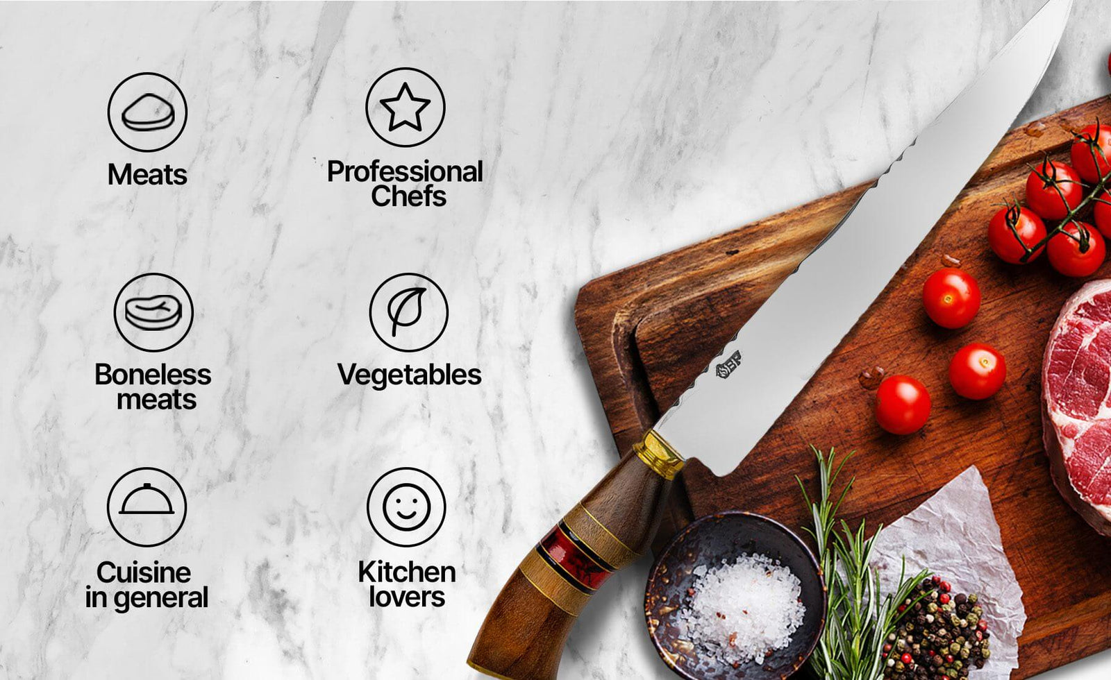 Brazilian Flame Chef Ribs Knife Set with Sharpener