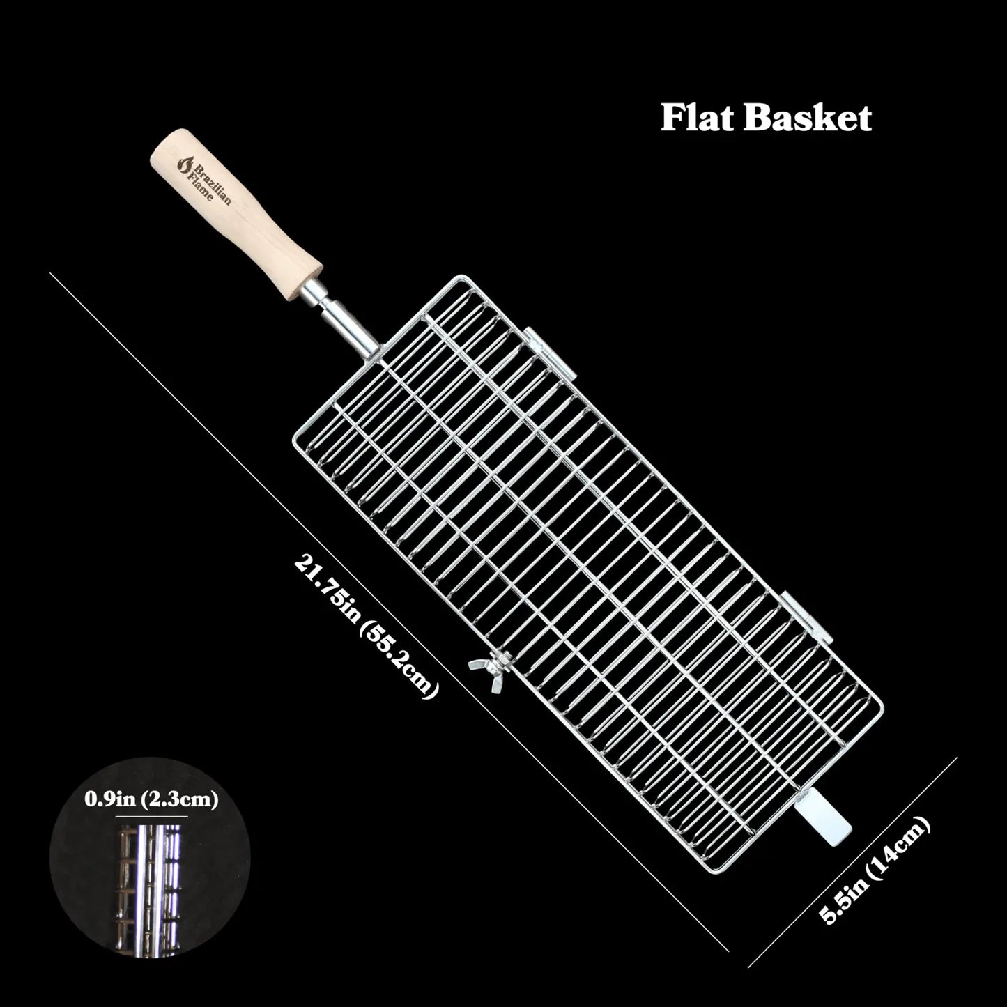 Brazilian Flame Flat Rotisserie Grill Basket - Beef & Poultry