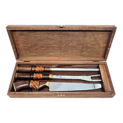 Brazilian Flame Tri Set Wooden Box Knife